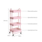 4 Tiers Kitchen Trolley Cart Steel Storage Rack Shelf Organiser Pink