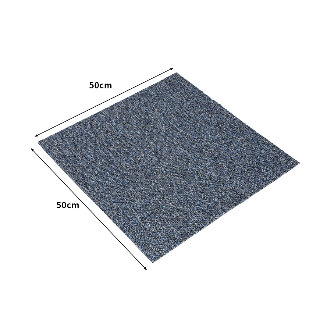 Roxine Set of 20 50x50 Carpet Tiles Box Heavy Commercial Retail Office Premium Flooring - Blue