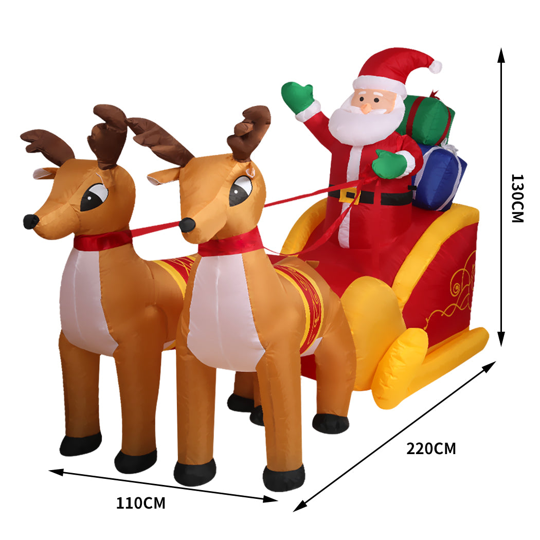 Santa's Reindeer Christmas Inflatable with LED Light Xmas Decoration Outdoor