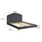 Ariana Bed Frame Base Platform Wooden Velvet with Headboard - Grey Queen