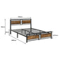 Royal Metal Bed Frame Base Platform Wooden Headboard - Black Queen