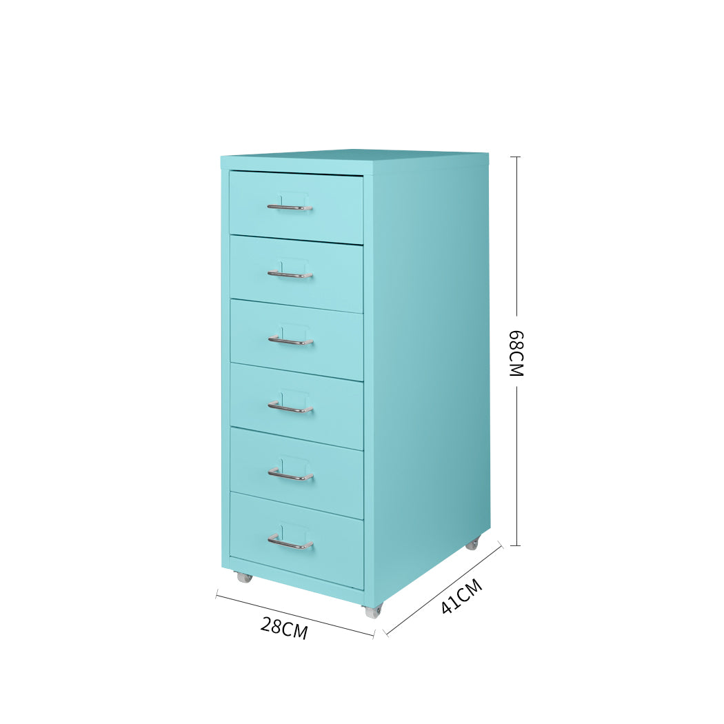 Levede 6 Drawer Office Cabinet Drawers Turquoise