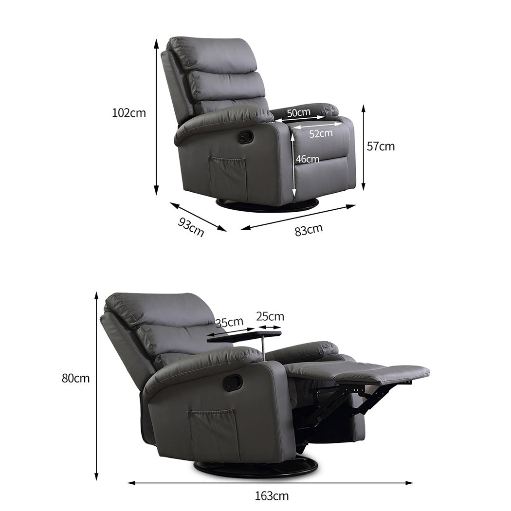 Rhea Massage Chair Recliner Chair Heated Lounge Armchair 360 Swivel - Grey