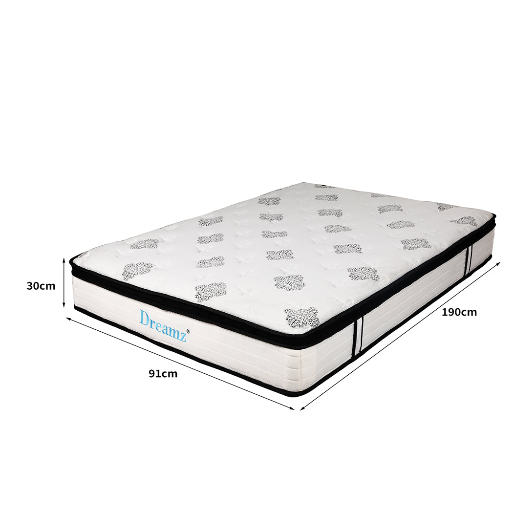 Elisa 30cm Mattress Spring Premium Bed Top Foam Medium Firm - Single