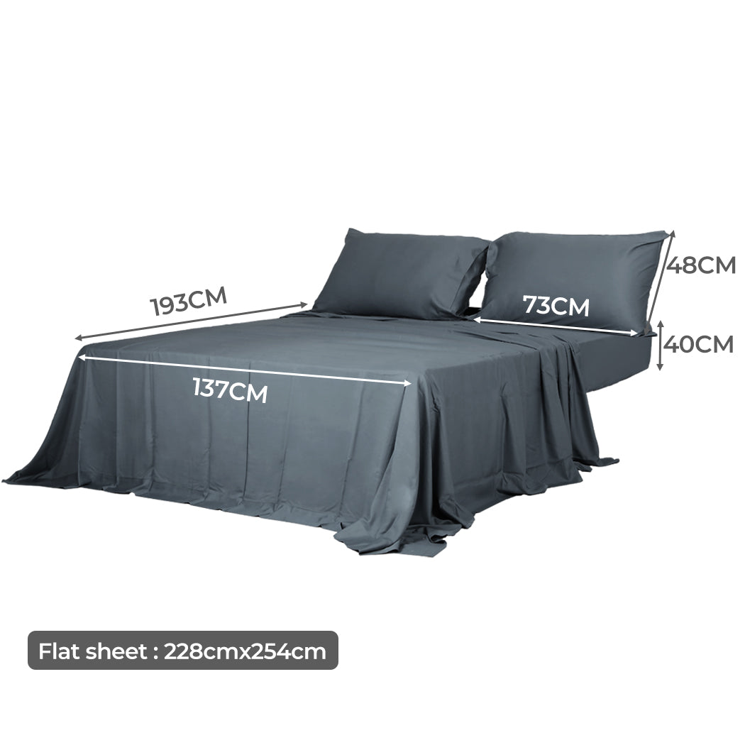 Double Dreamz 4pcs Size 100% Bamboo Bed Sheet Set Charcoal