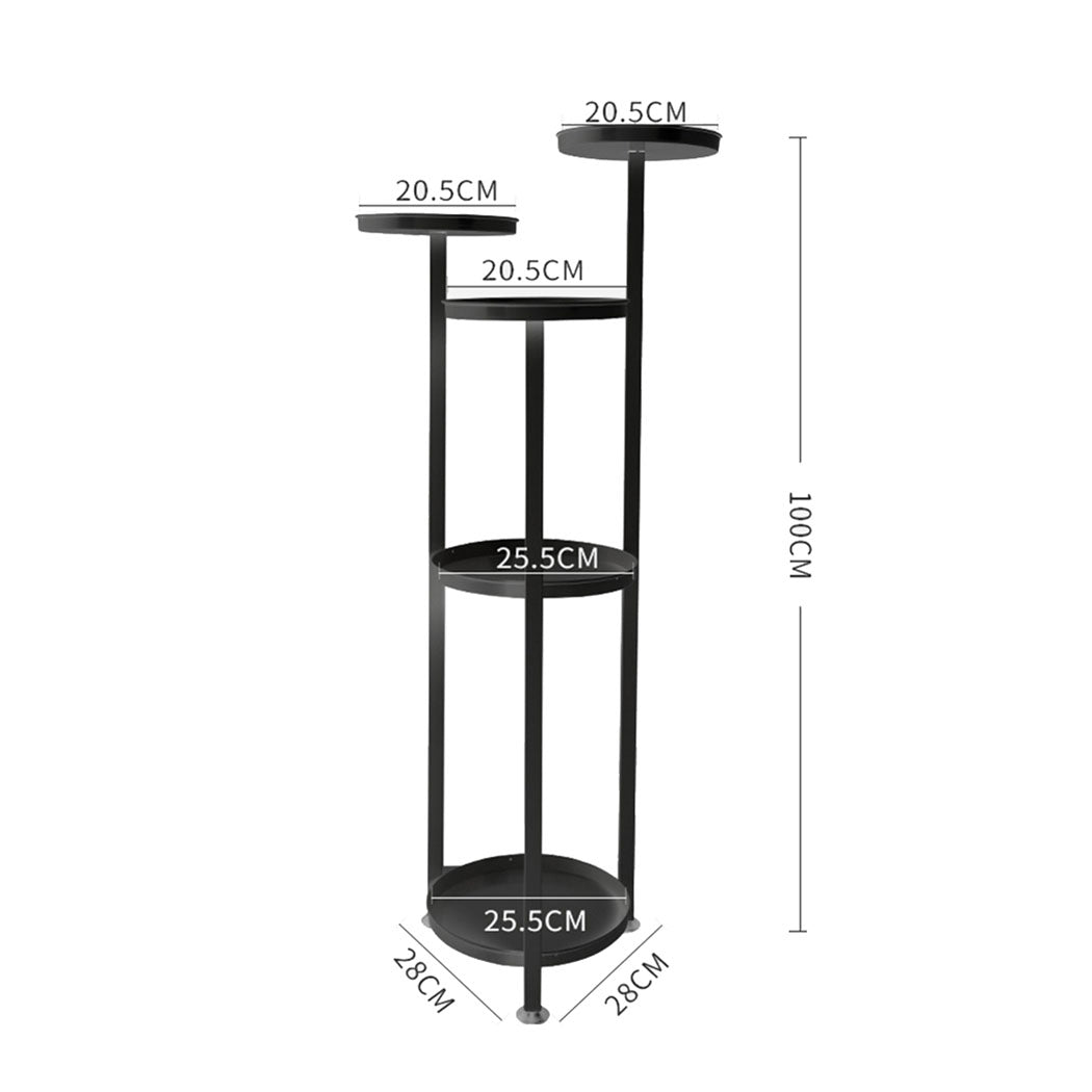 Plant Stand Outdoor Indoor Flower Pots Rack Garden Shelf Black 100CM