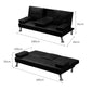 Marny 3-Seater Adjustable Sofa Bed Lounge Futon Couch Leather Beds Cup Holder Recliner - Black