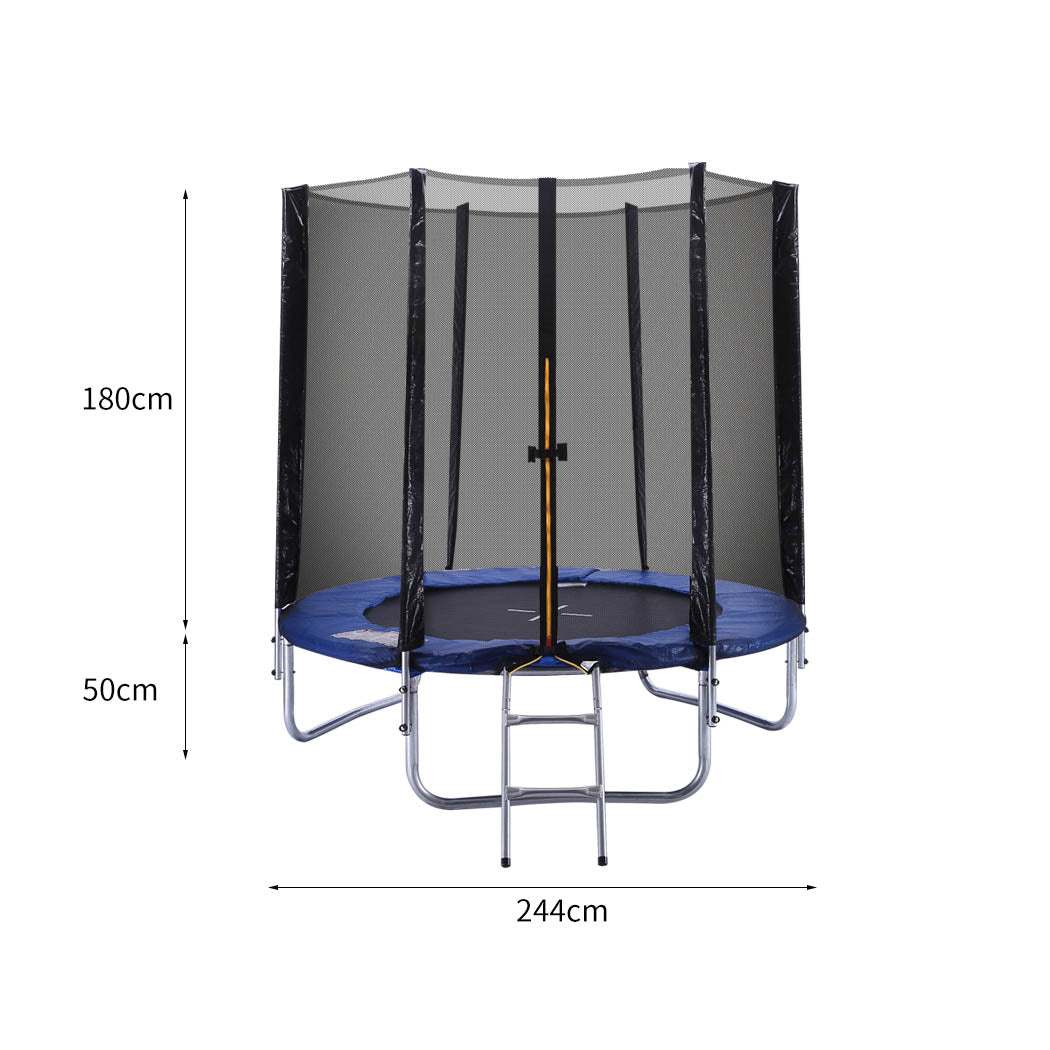 Carleen 8FT Kids Trampoline Round Enclosure - Blue