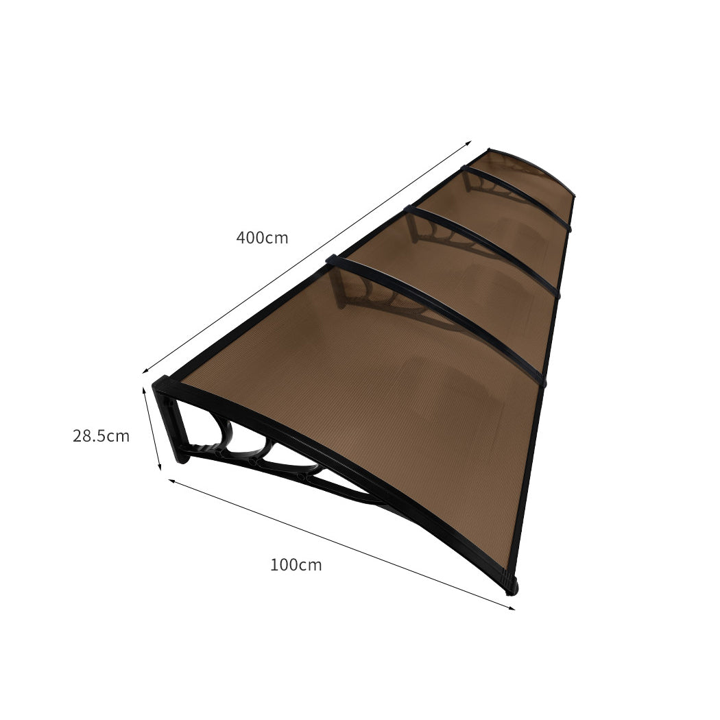 Mountview Window Door Awning Outdoor 1M x 4M Brown 1x4M