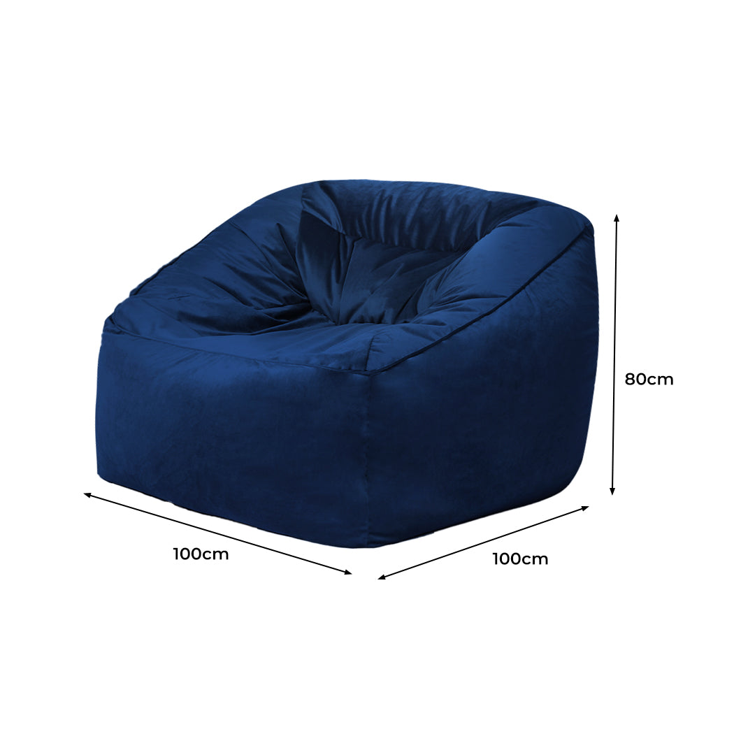 Bean Bag Chair Cover Soft Velevt Home Game Seat Lazy Sofa Cover Large - Blue