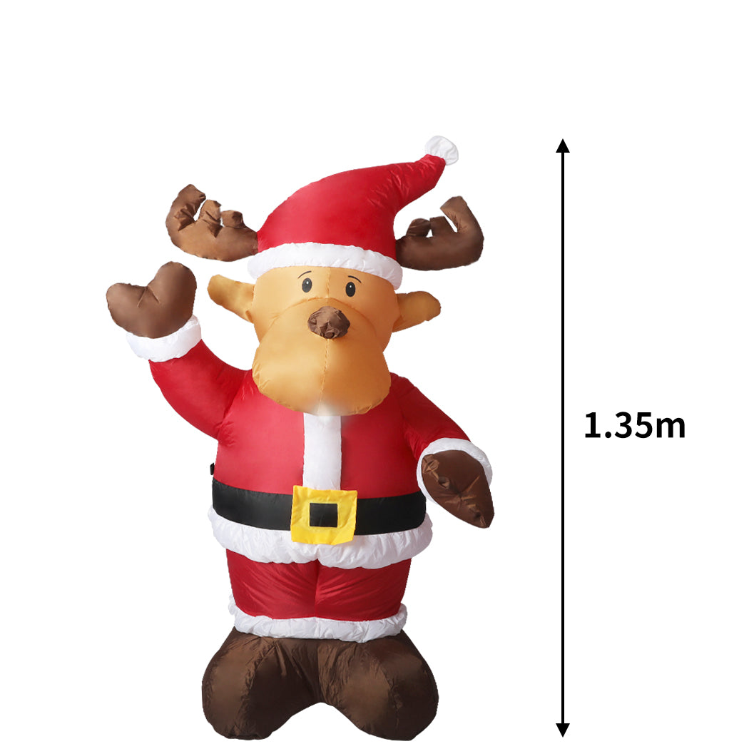 Santa Deer Christmas Inflatable Xmas Decorations - 1.35M