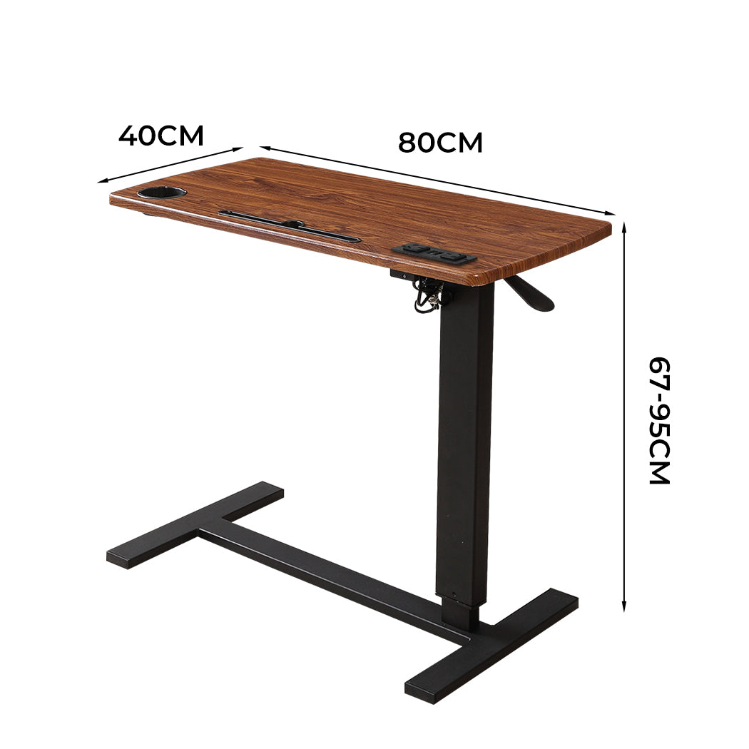 Levede Mobile Standing Desk Foldable Brown Fold