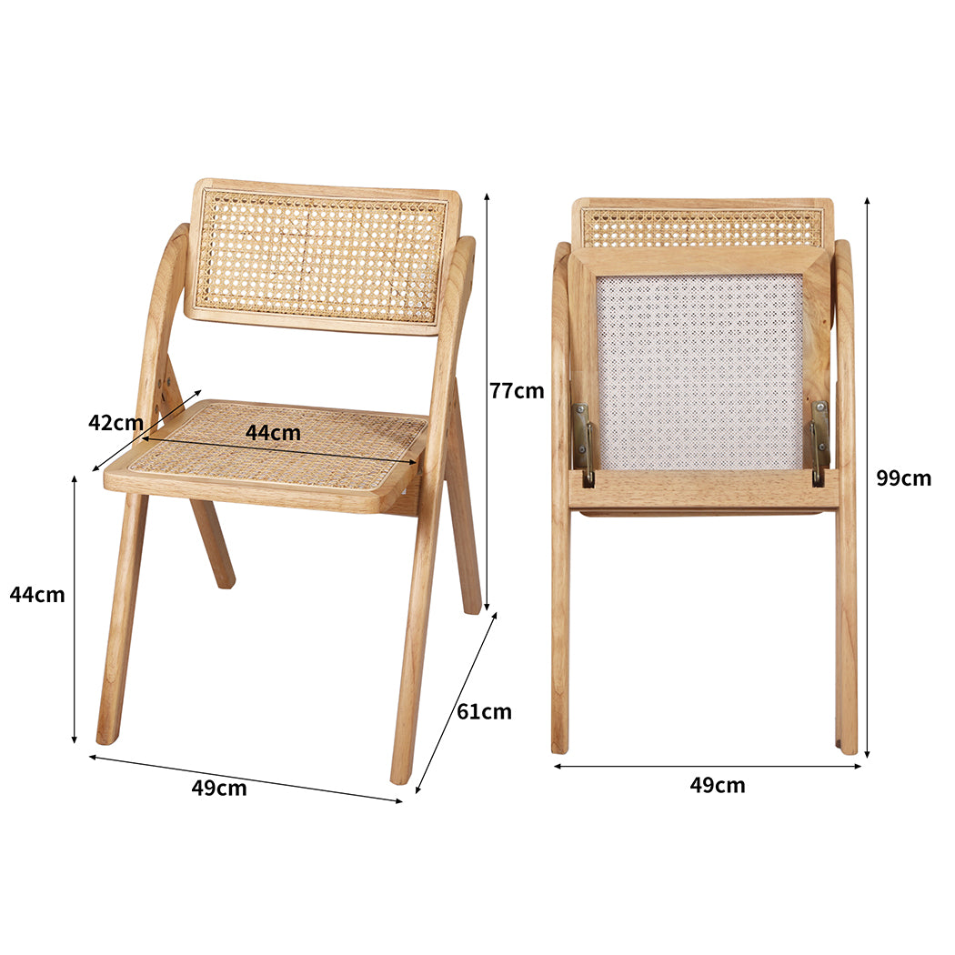 Thirsk Foldable Single Deck Chair Solid Wood Rubberwood Rattan Lounge Seat - Natural