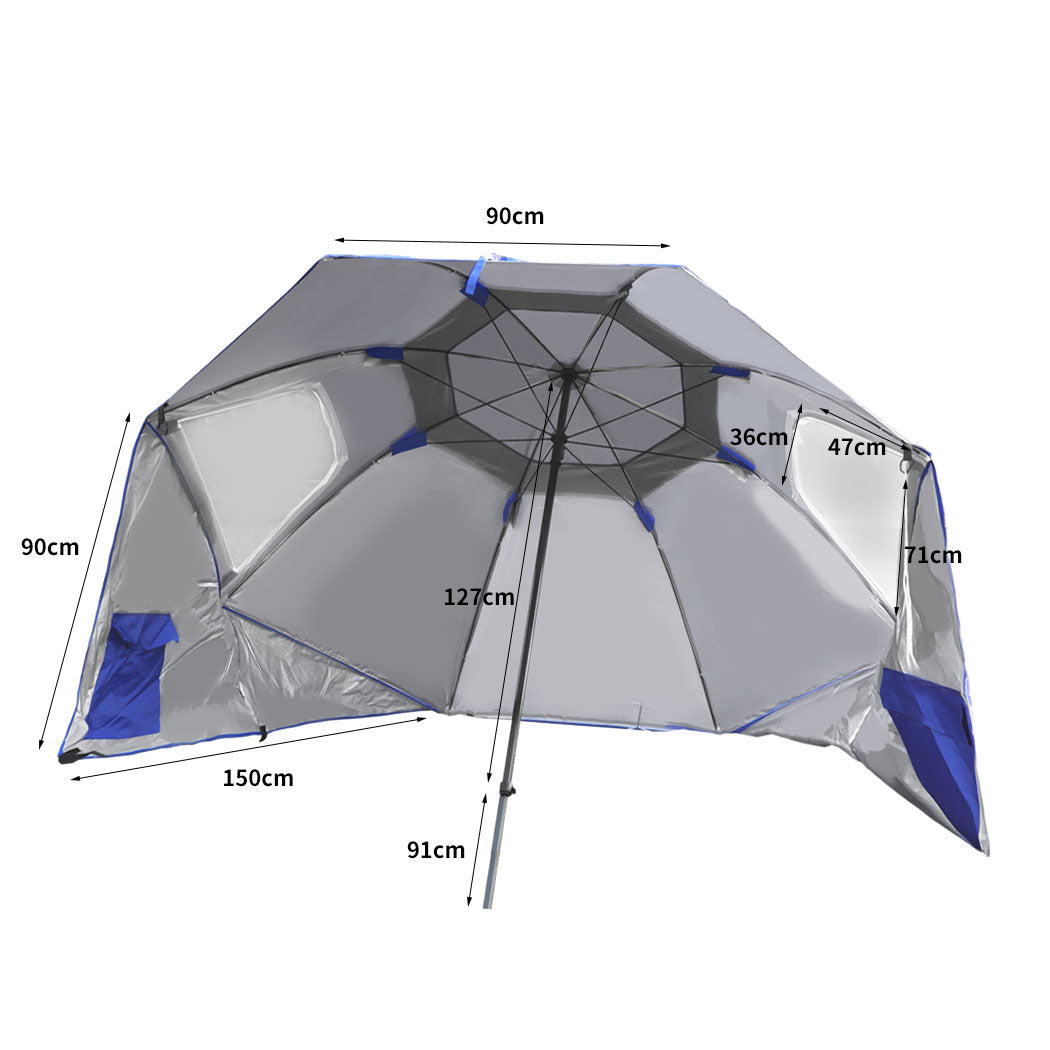 2.33m Nanakuli Outdoor Umbrella Beach Sun Shade Garden Shelter - Blue