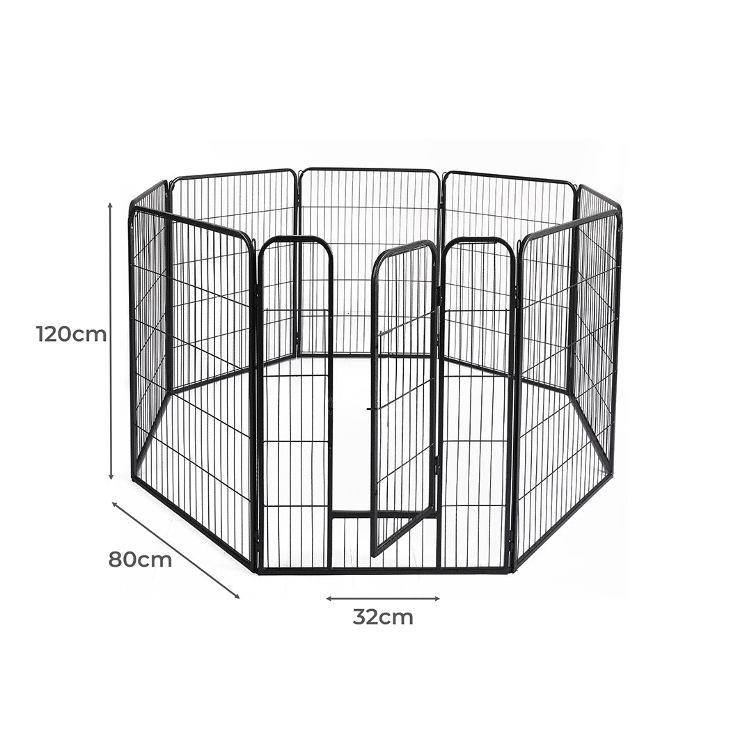 48'' 8 Panel Pet Dog Playpen Puppy Exercise Cage Enclosure Fence Cat Play Pen - Black