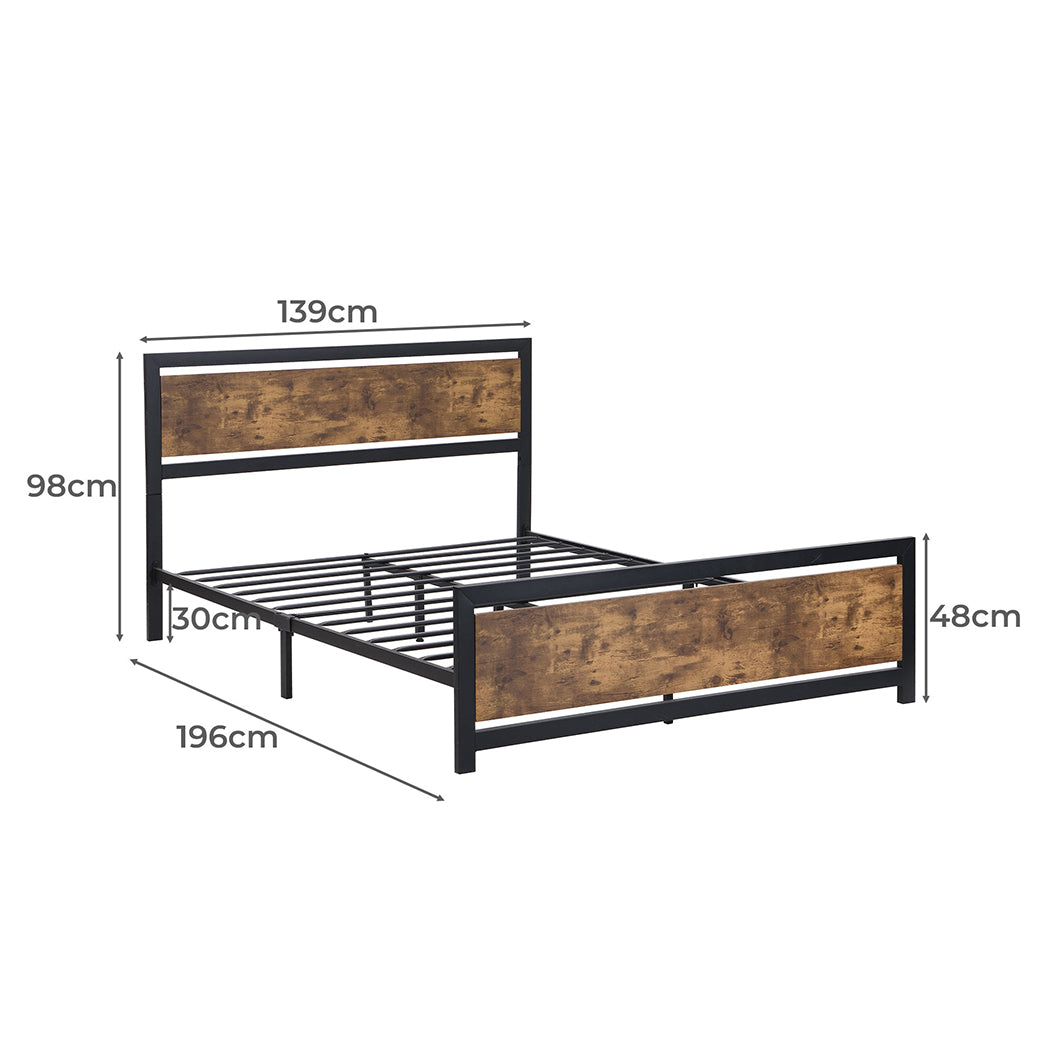 Kindred Bed & Mattress Package with 34cm Black Mattress - Black & Wood Double