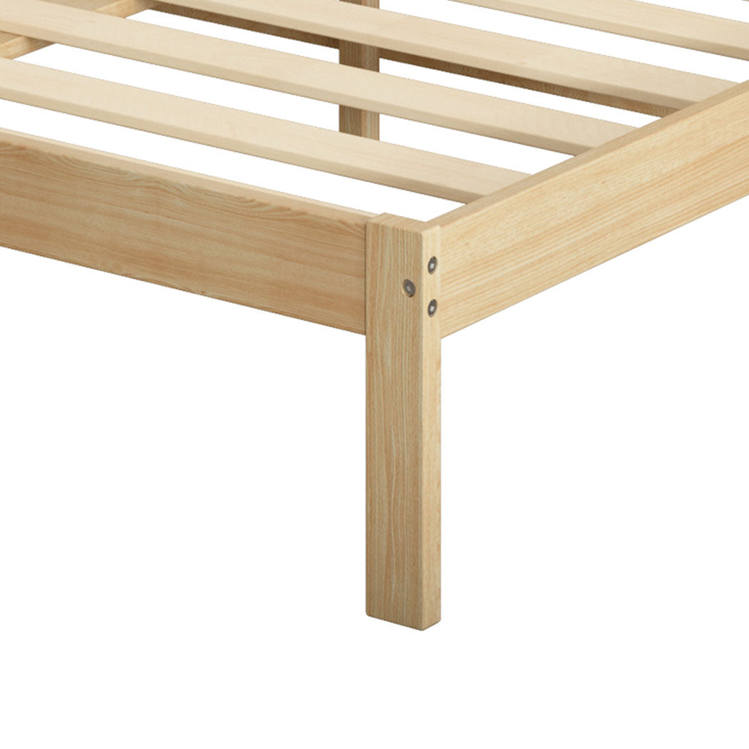 Ashley Wooden Bed Frame Base Solid Timber Pine Wood Natural no Drawers - Single