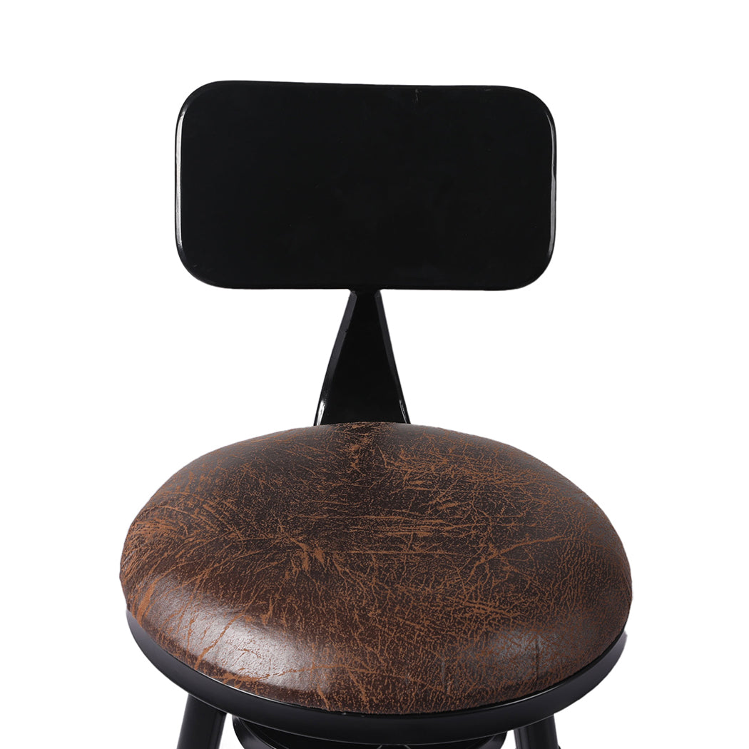 Set of 4 Chambery Industrial Bar Stools Kitchen Stool PU Leather Barstools Chairs - Black & Brown