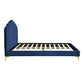 Ariana Bed Frame Base Platform Wooden Velvet with Headboard Blue - Queen