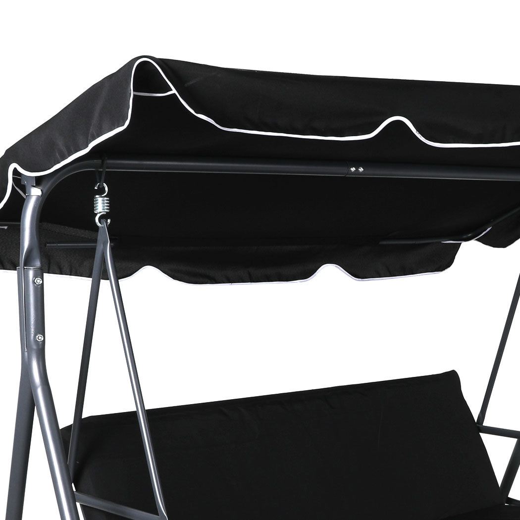 Lorel 3 Seater Swing Chair Garden Canopy Cushion - Black