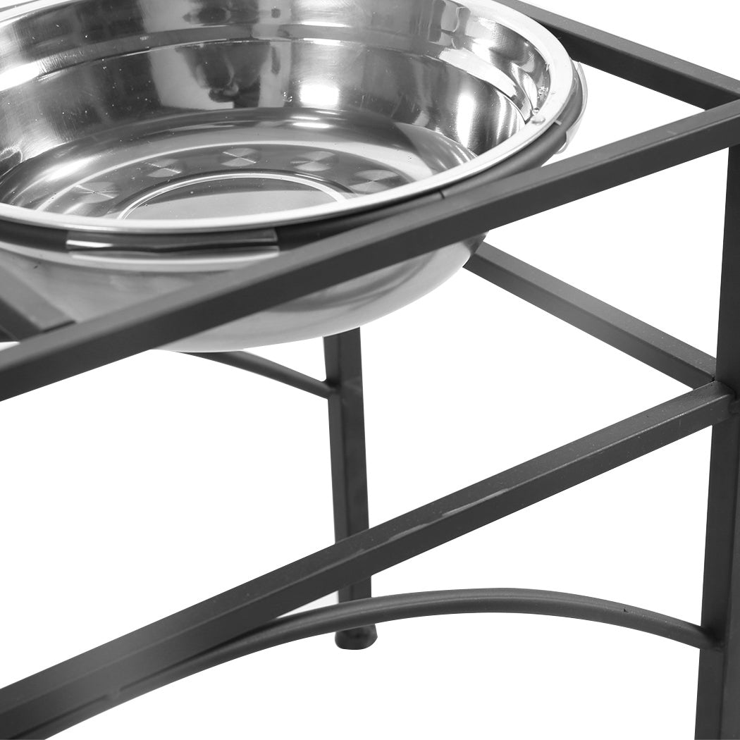 Dual Elevated Raised Pet Dog Puppy Feeder Bowl Stainless Steel Food Water Stand LARGE