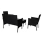 Marcel 4-Seater Furniture Patio Garden Table Chairs Wicker Seat 4-Piece Outdoor Setting - Wood