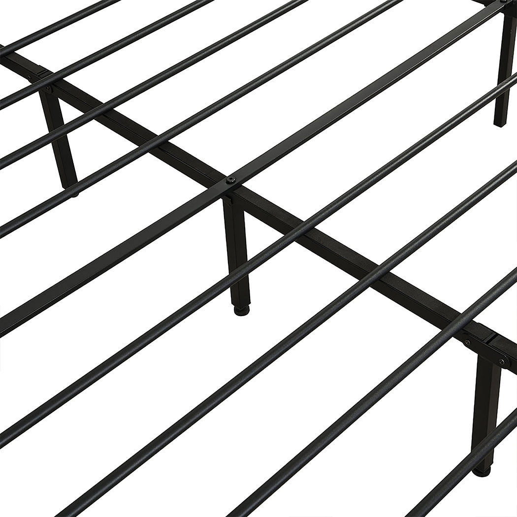 Royal Metal Bed Frame Base Platform Wooden Headboard - Grey Queen