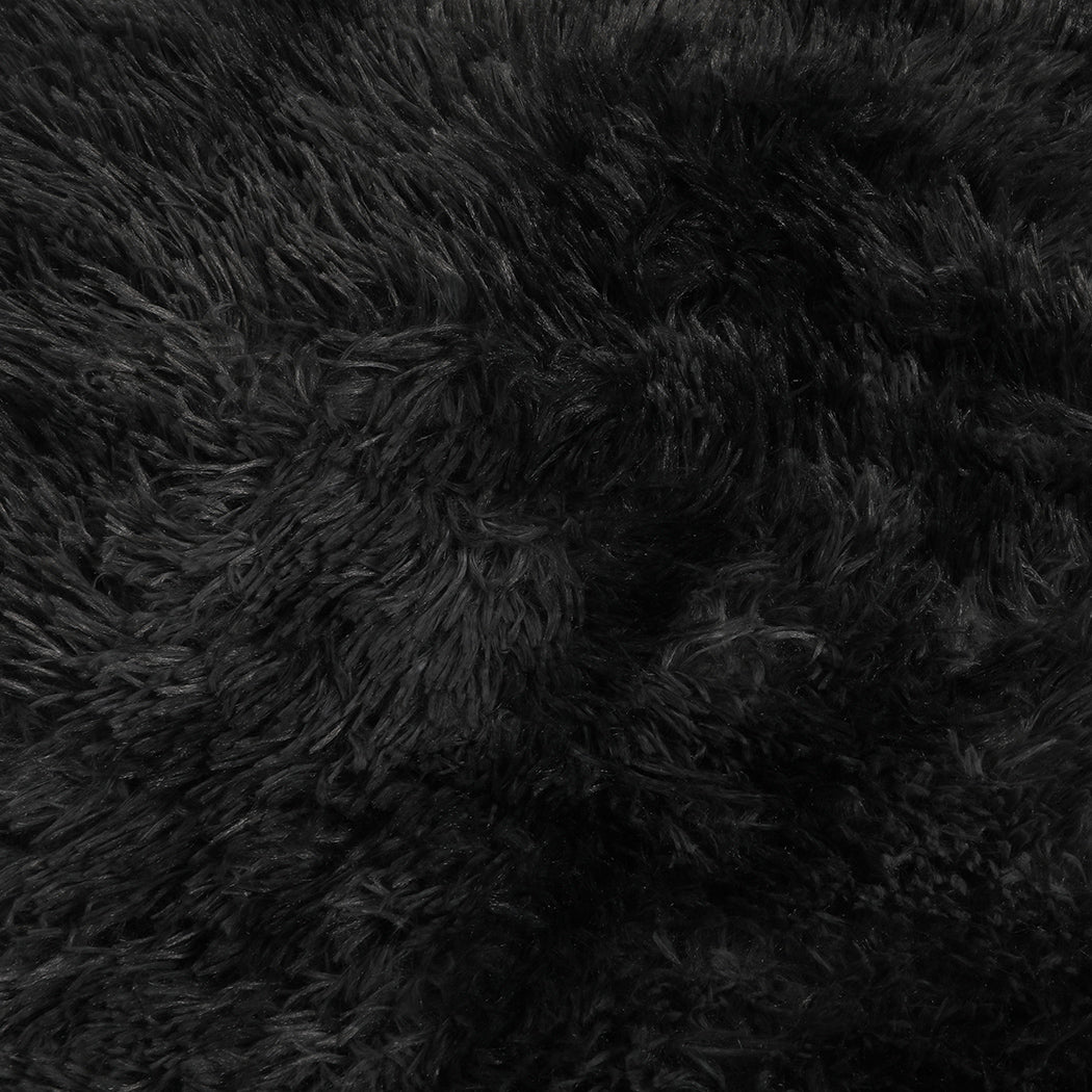 Caden 160x230 Floor Rug Shaggy Soft Large Area Rugs Tie-Dyed - Black