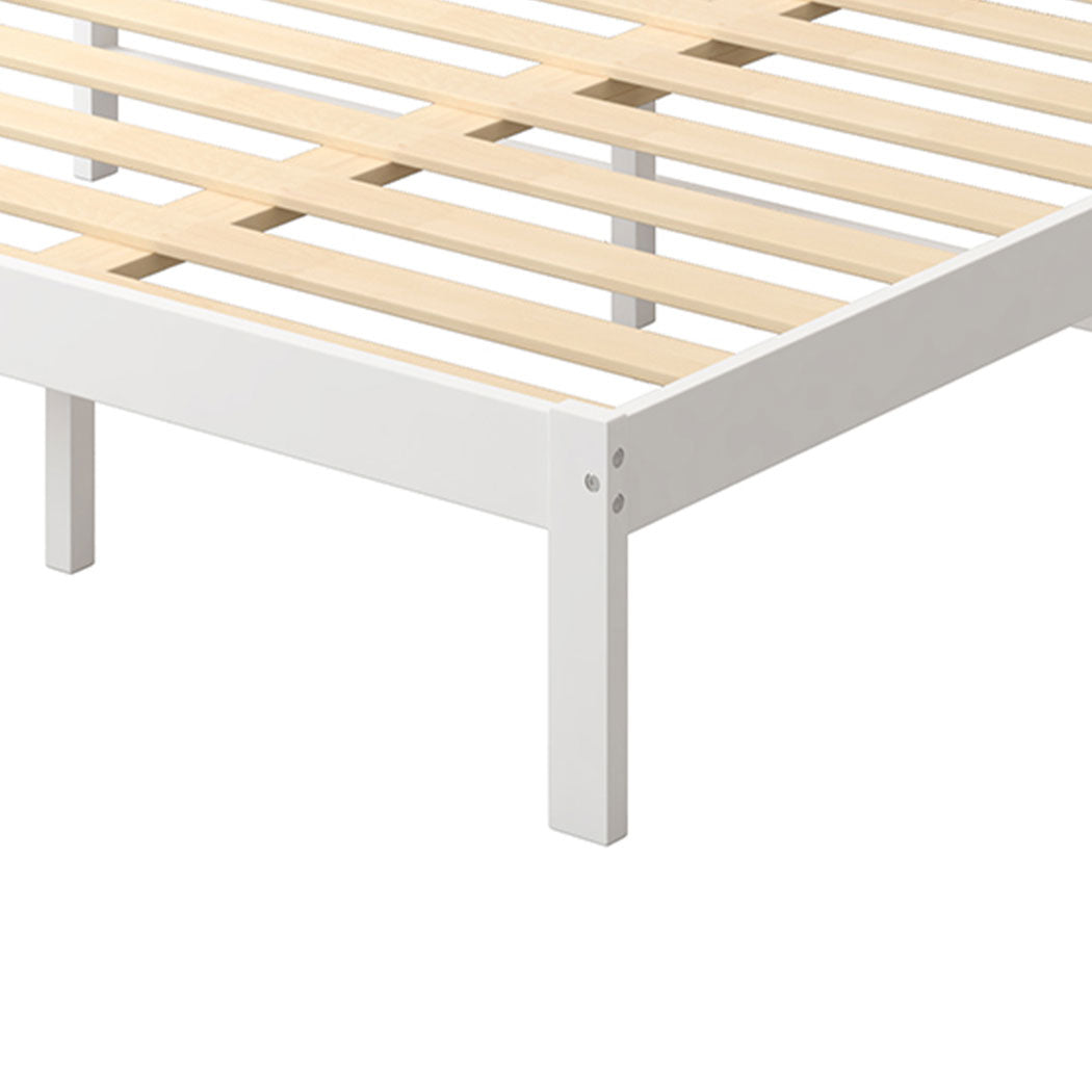 Ashley Wooden Bed Frame Base Solid Timber Pine Wood White no Drawers - Single