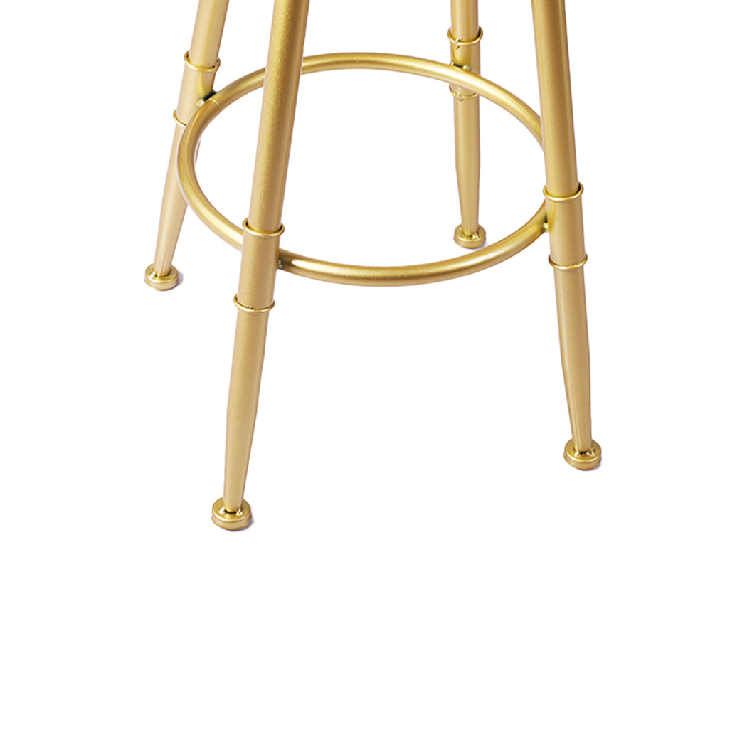 87cm Odesa Bar Stools Kitchen Stool Chair Swivel Barstools Velvet Padded Seat - White & Gold