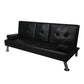 Marny 3-Seater Adjustable Sofa Bed Lounge Futon Couch Leather Beds Cup Holder Recliner - Black