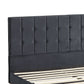 Venlo Bed Frame Base Platform Wooden Velvet with Headboard Grey - Queen