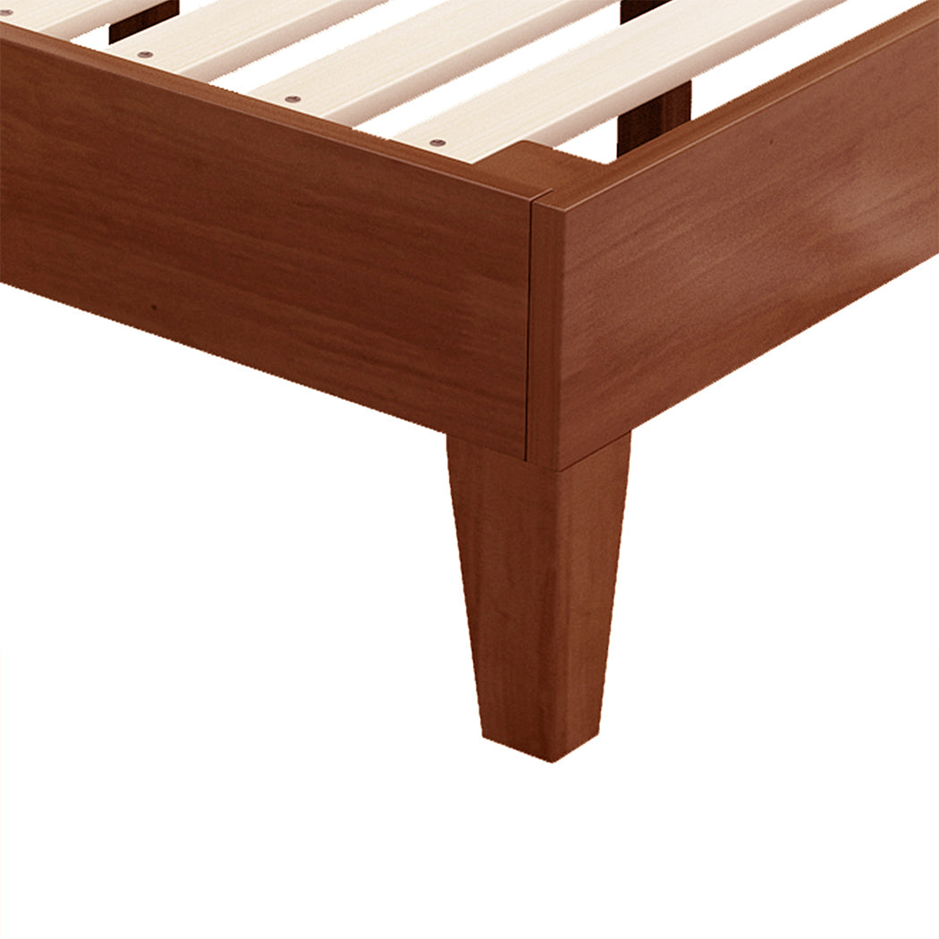 Naomi Rubberwood Bed Frame - Walnut Queen