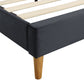 Venlo Bed Frame Base Platform Wooden Velvet with Headboard Grey - Queen