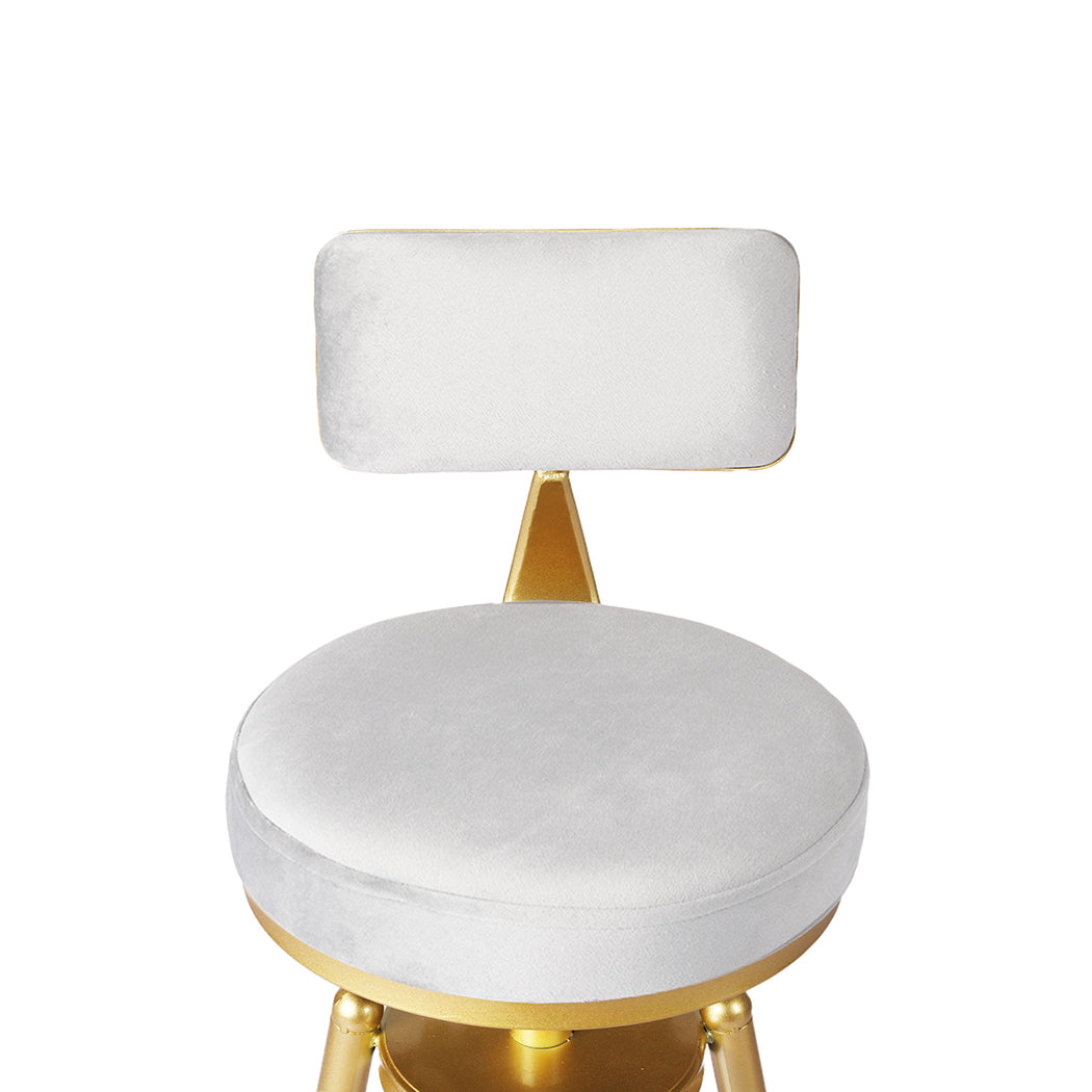 87cm Odesa Bar Stools Kitchen Stool Chair Swivel Barstools Velvet Padded Seat - White & Gold