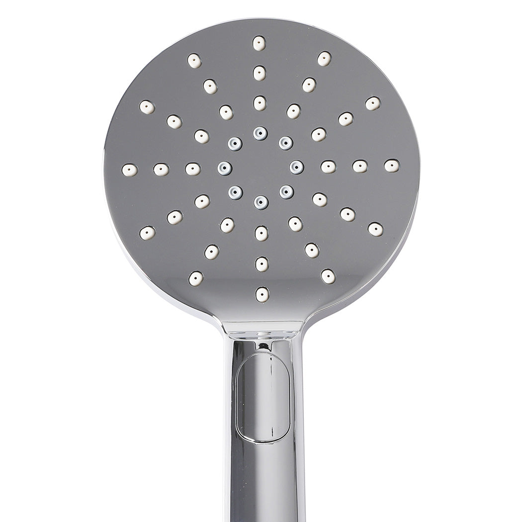 High Pressure Shower Head Set Rain Round - Silver