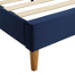 Venlo Bed Frame Base Platform Wooden Velvet with Headboard Blue - Queen