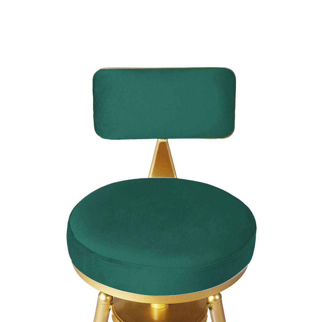 87cm Odesa Bar Stools Kitchen Stool Chair Swivel Barstools Velvet Padded Seat - Green