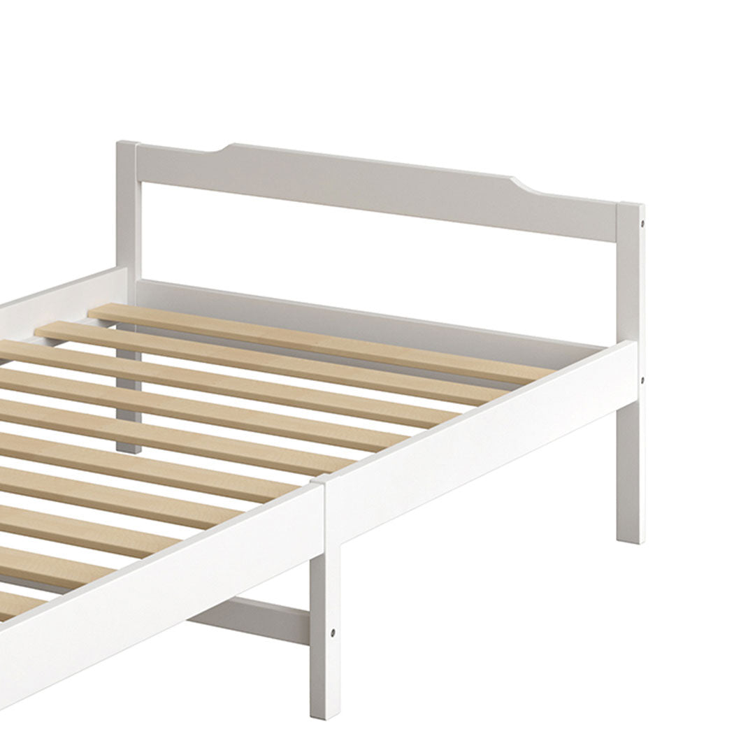 Ashley Wooden Bed Frame Base Solid Timber Pine Wood White no Drawers - Single