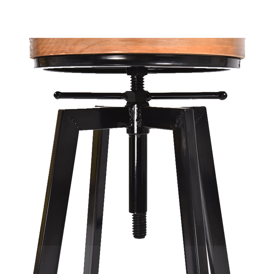 Set of 4 Catania Industrial Bar Stools Kitchen Stool Wooden Barstools Swivel Vintage - Wood