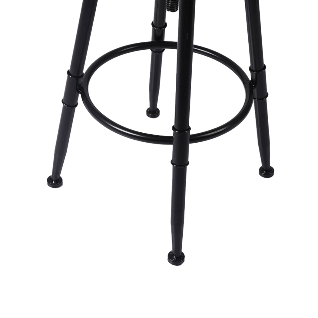 Set of 2 Chambery Industrial Bar Stools Kitchen Stool PU Leather Barstools Chairs - Black & Brown