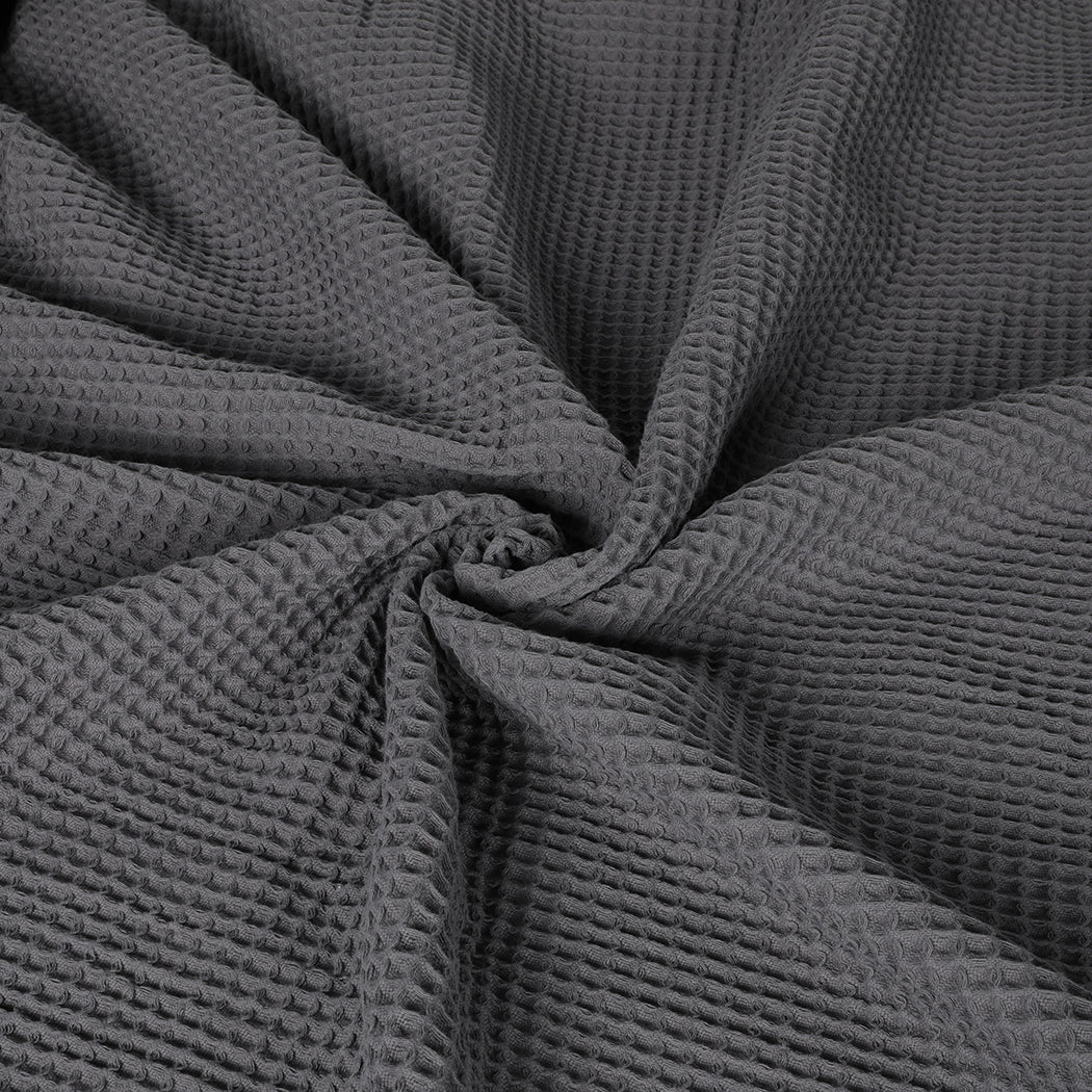 Webster Throw Soft Blanket Cotton Waffle Warm Large Sofa Bed Rugs Single - Dark Grey