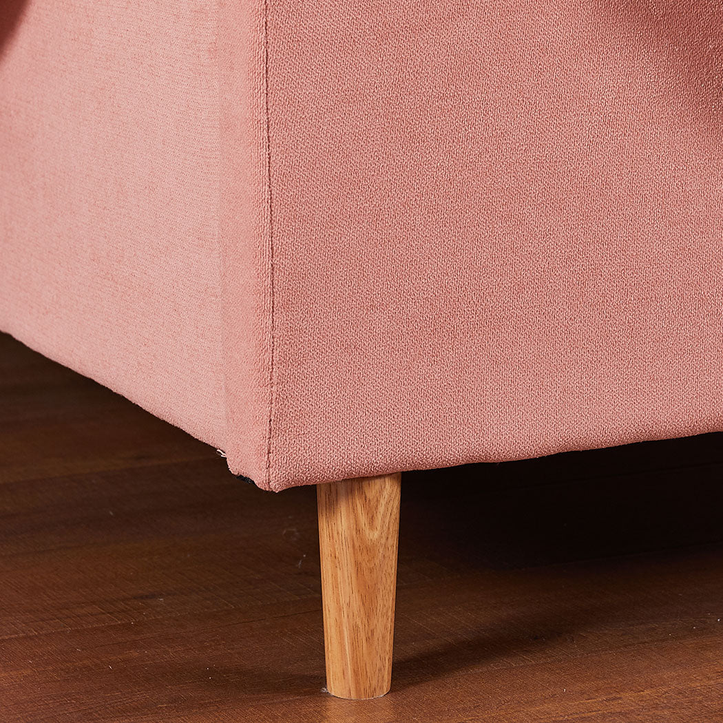 Bella Bed Frame Velvet Base Bedhead Headboard Wooden Platform - Pink Queen