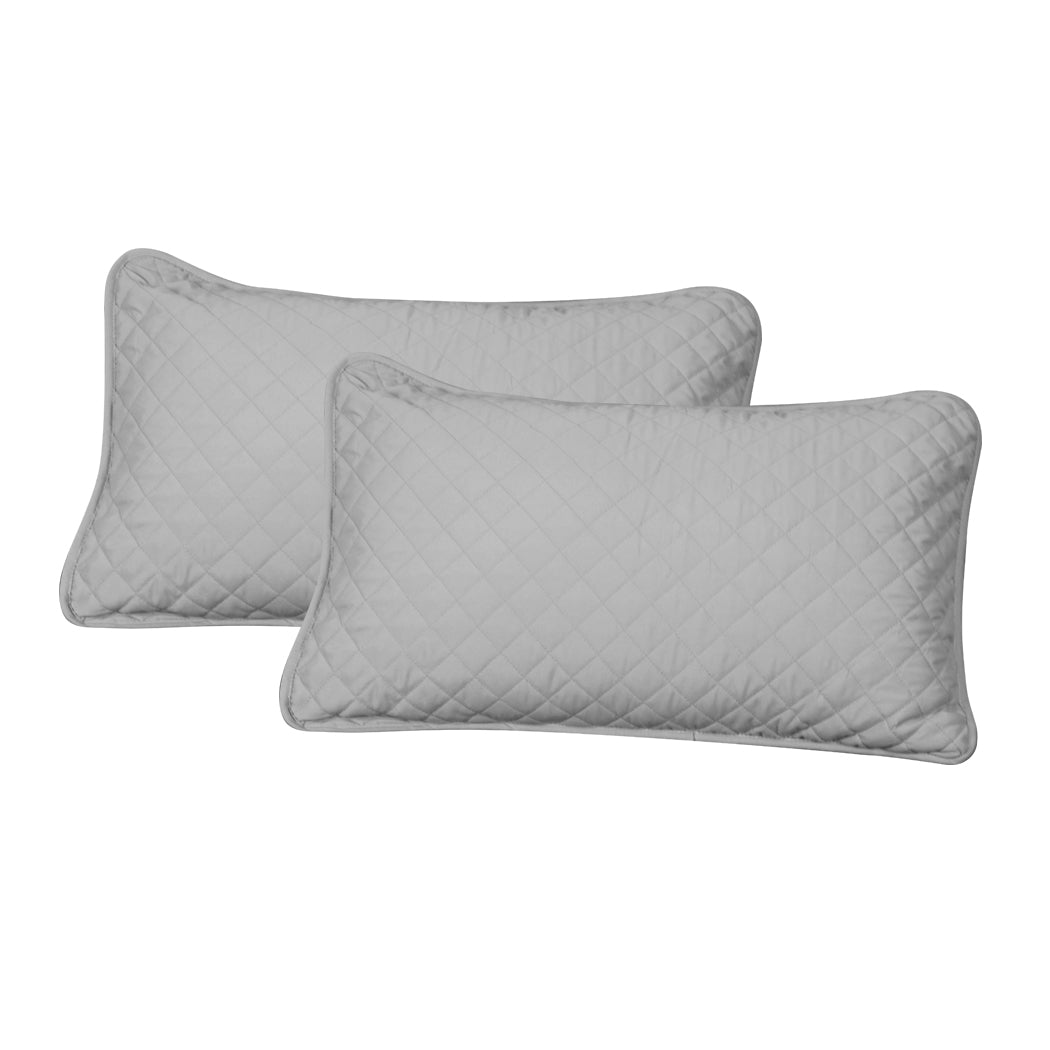 QUEEN 300GSM Bedspread Coverlet Set Quilted Comforter Soft Pillowcases - Grey