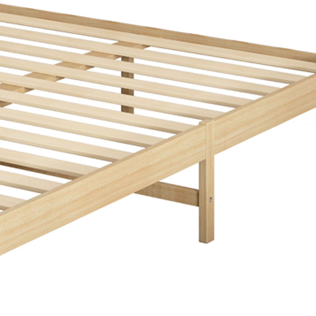 Ashley Wooden Bed Frame Base Solid Timber Pine Wood Natural no Drawers - Queen