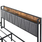 Eras Bed Frame Tufted Headboard USB Charge - Wood & Black Queen