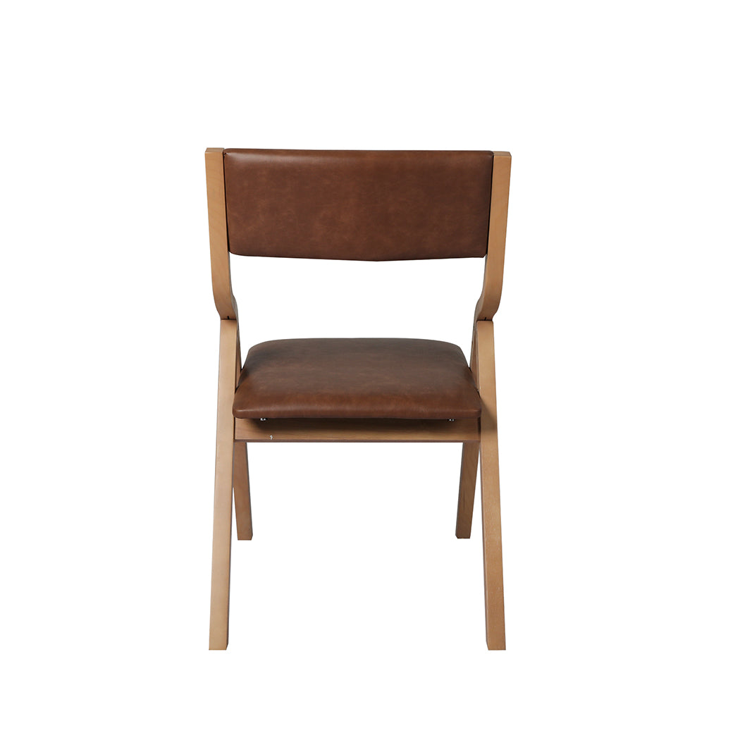 Romilly Set of 2 Dining Chairs Foldable PU Leather Kitchen Chair Lounge Room Padded - Brown