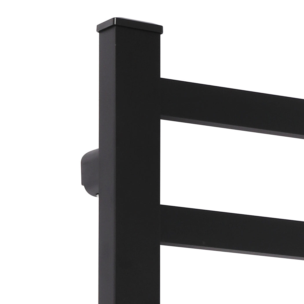 Heated Towel Rail Warmer Rack Wall Mounted - Black