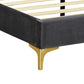 Ariana Bed Frame Base Platform Wooden Velvet with Headboard - Grey Queen