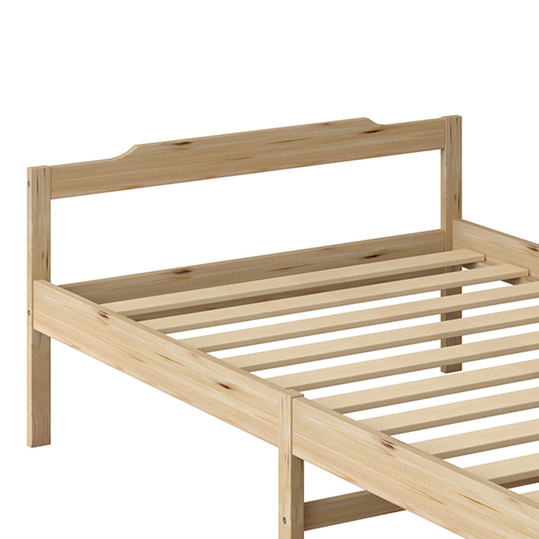 Ashley Wooden Bed Frame Base Solid Timber Pine Wood Natural no Drawers - Single